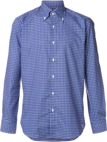 Simeone Napoli Checked Shirt, Men's, Size: 40, Blue, Cotton