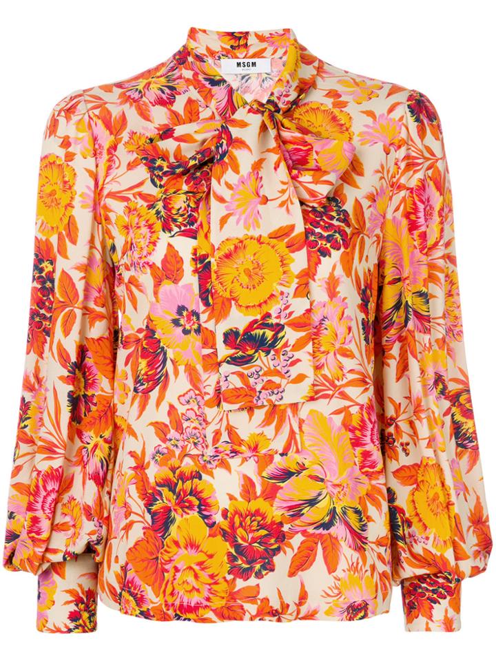 Msgm Floral Print Blouse - Yellow & Orange