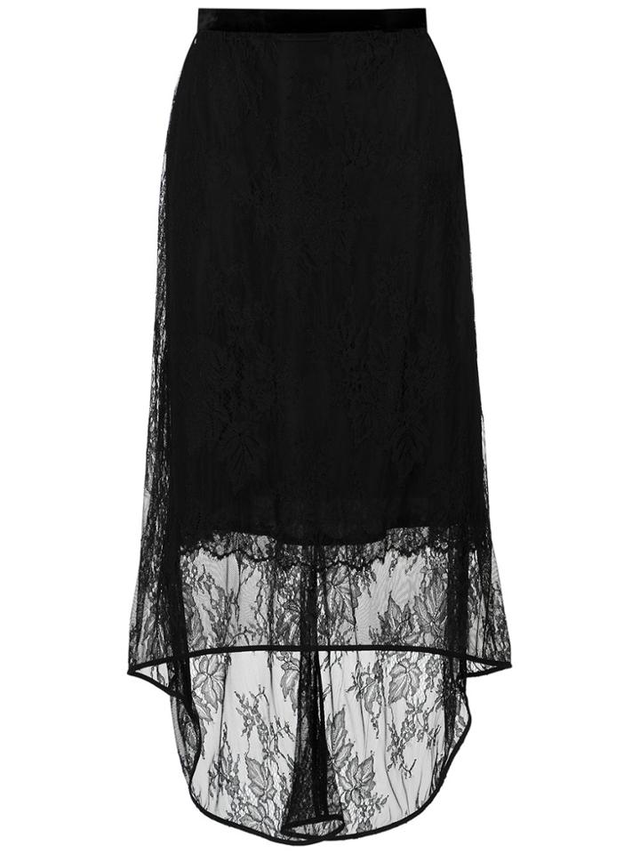 Tufi Duek Asymmetric Lace Skirt - Black