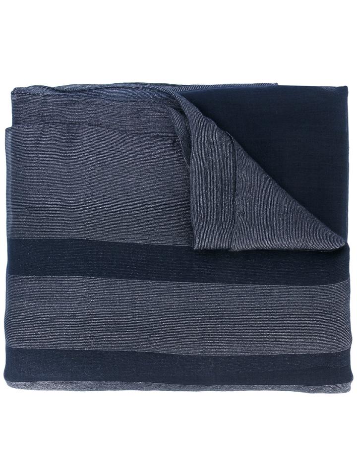 Salvatore Ferragamo Striped Stole - Blue