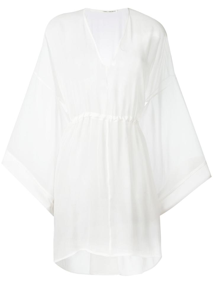 Isabel Benenato Flared Sleeves Sheer Dress - White