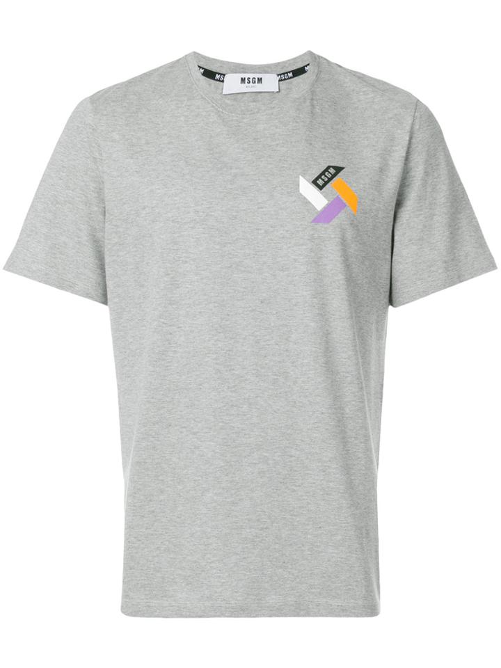 Msgm Logo Detail T-shirt - Grey