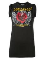 Dsquared2 Thunder Rose Tour Print Tank Top, Women's, Size: Small, Black, Cotton