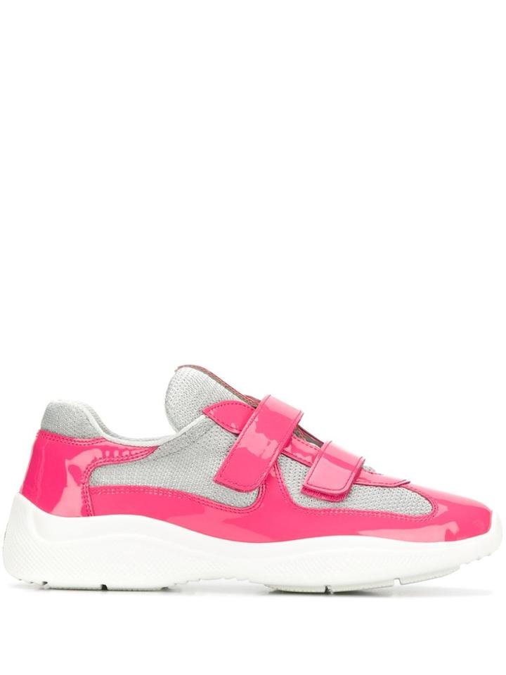 Prada Two-tone Touch Strap Sneakers - Pink