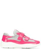 Prada Two-tone Touch Strap Sneakers - Pink