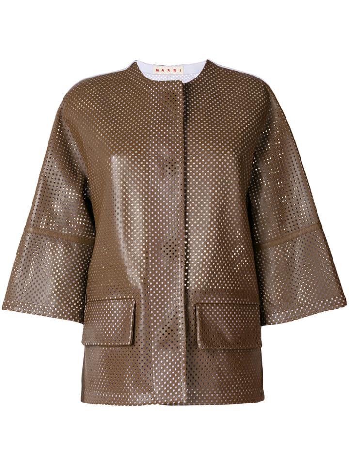 Marni Perforated Leather Jacket - Brown