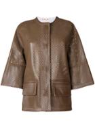 Marni Perforated Leather Jacket - Brown