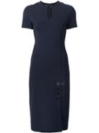 Yigal Azrouel Lace Up Detail Fitted Dress, Women's, Size: 10, Blue, Spandex/elastane/viscose/polyimide