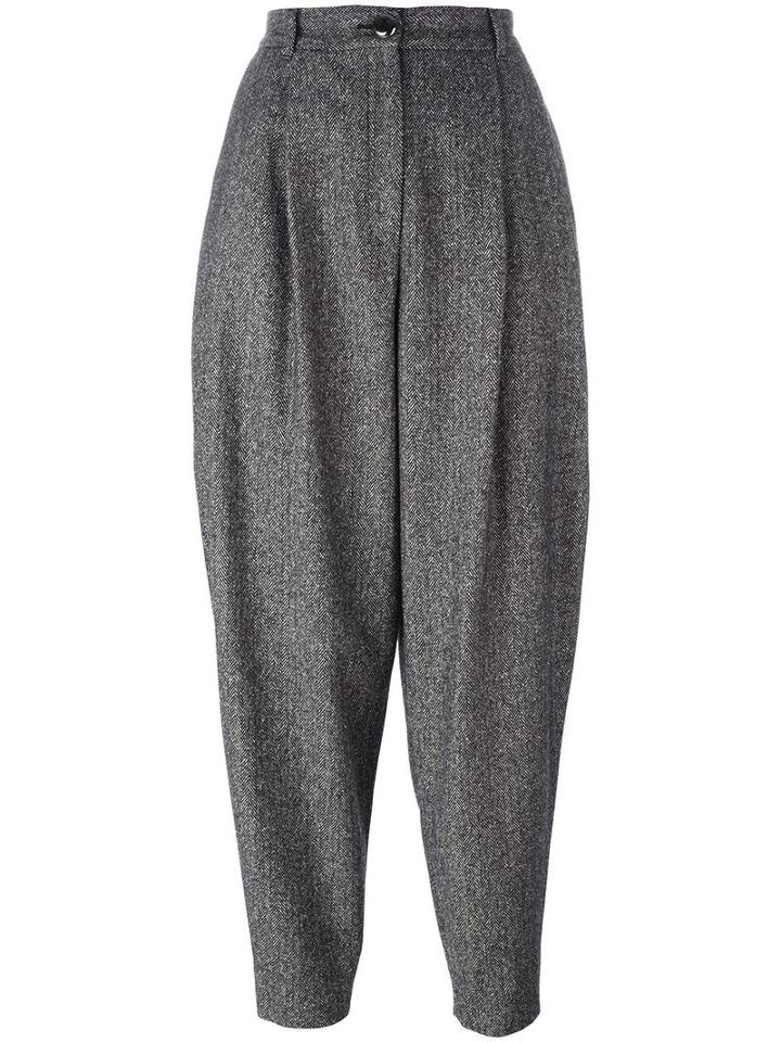 Dolce & Gabbana Herringbone Tweed Harem Trousers, Women's, Size: 38, Black, Cotton/polyester/wool
