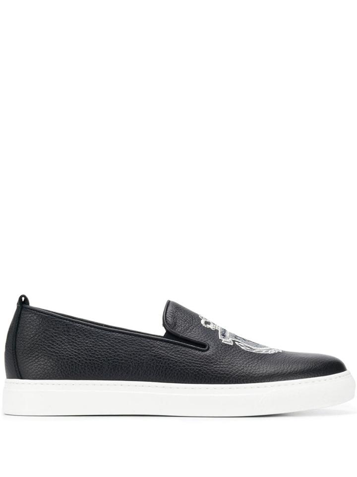 Billionaire Embroidered Logo Slip-on Sneakers - Blue