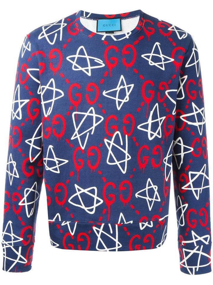 Gucci Guccighost Sweatshirt, Men's, Size: Xs, Blue, Cotton