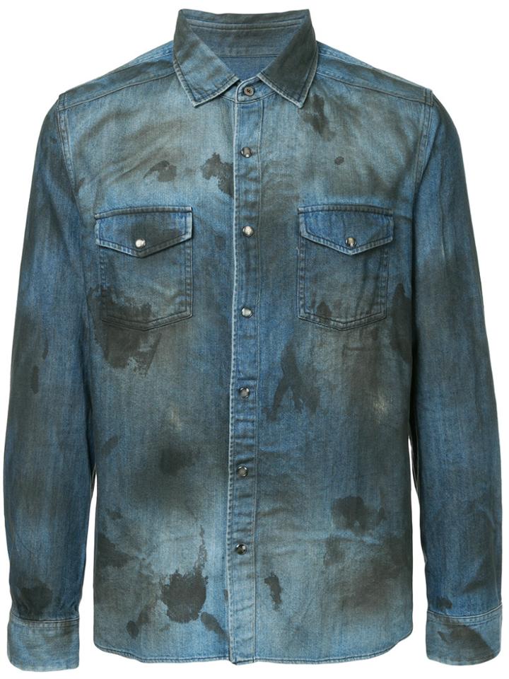 Roar Stain Effect Denim Shirt - Blue