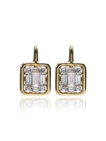 Mindi Mond Yellow Gold Clarity Framed Drop Diamond Earrings - Metallic