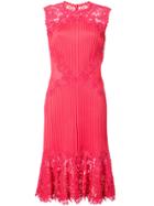 Tadashi Shoji Lace Panelled Fitted Dress - Red