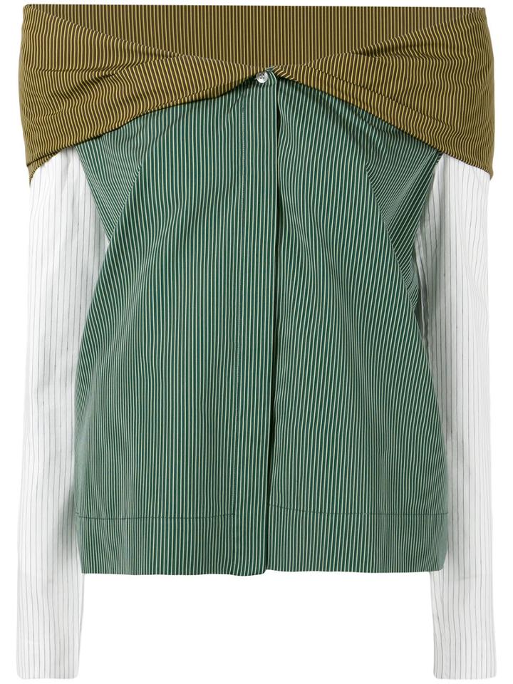 Isa Arfen - Colour-block Shirt - Women - Cotton - 10, Green, Cotton