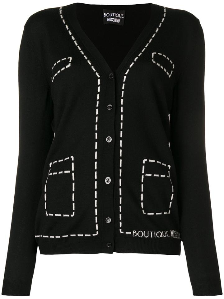 Moschino Trompe L'oeil Overstitched Cardigan - Black
