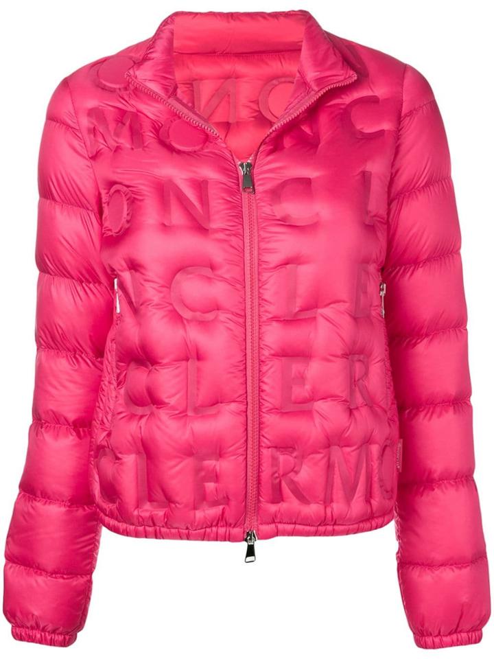 Moncler Logo Print Puffer Jacket - Pink