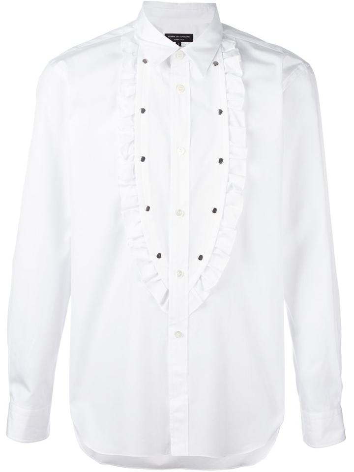 Comme Des Garçons Homme Plus Studded Bib Shirt, Men's, Size: Xs, White, Cotton