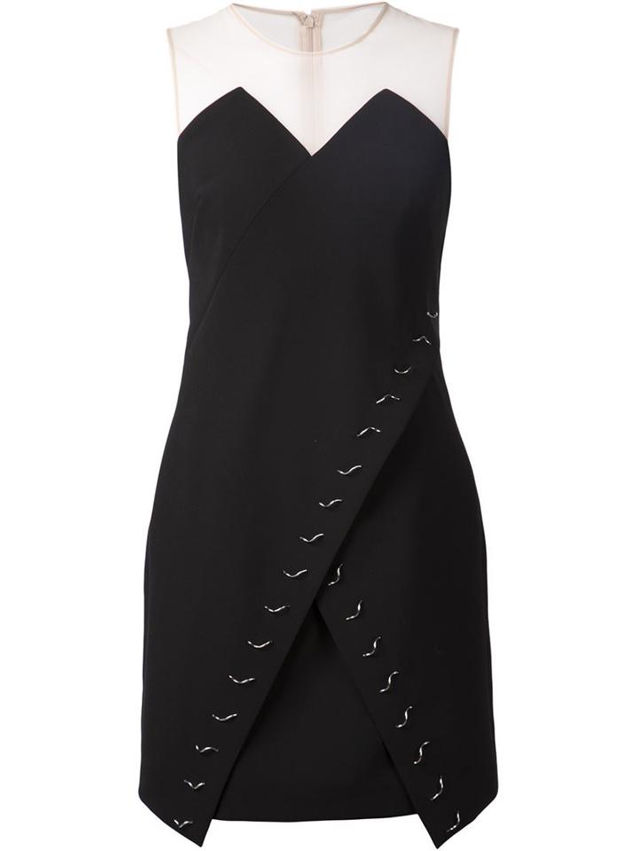 Marios Schwab Embellished Wrap Front Dress, Women's, Size: 10, Black, Polyester