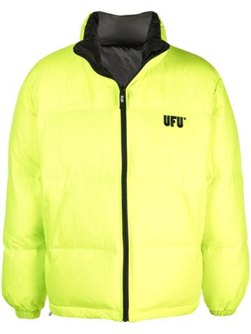 Used Future Embroidered Logo Padded Jacket - Yellow