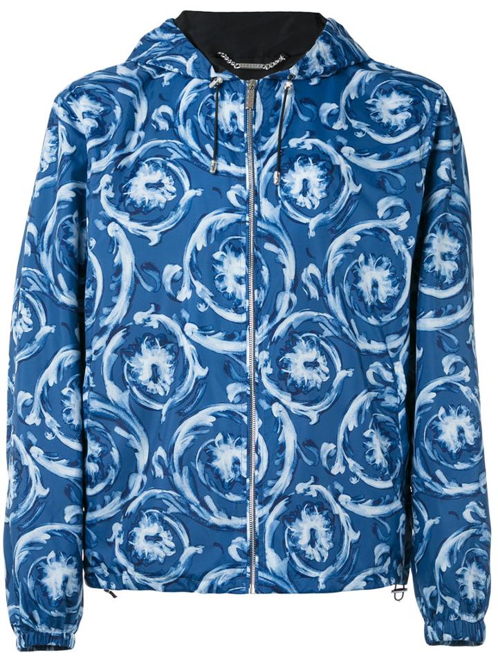 Versace - Printed Hooded Jacket - Men - Cotton/polyester - 52, Blue, Cotton/polyester