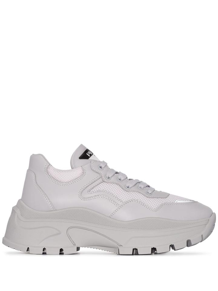 Prada Grey Centaurus 75 Leather Sneakers