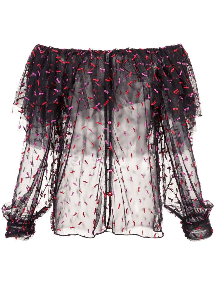 Rodarte Off-shoulder Sheer Blouse - Black