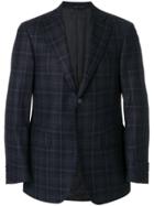 Canali Checked Two Button Jacket - Blue