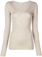 Brunello Cucinelli Glittery Slim-fit V-neck - Gold