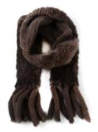 Liska Fringed Scarf, Women's, Brown, Mink Fur