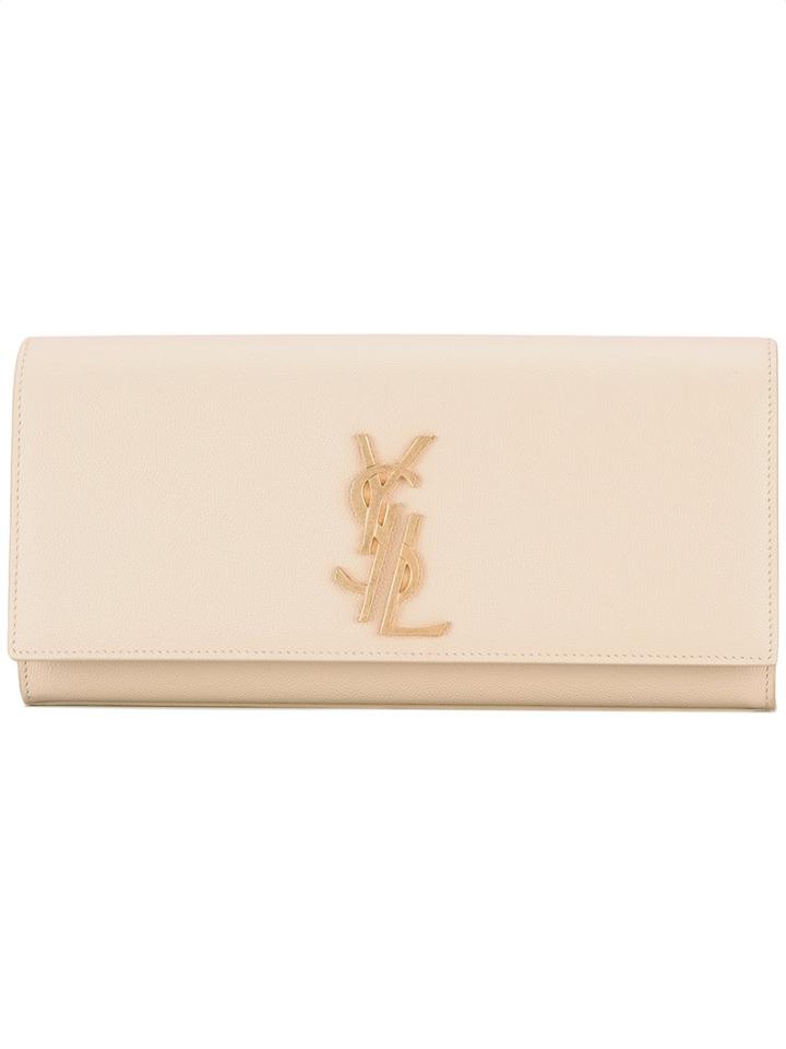 Saint Laurent - Monogram Clutch - Women - Calf Leather - One Size, Nude/neutrals, Calf Leather