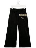 Moschino Kids Teen Embroidered Logo Wide Leg Trousers - Black