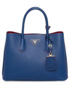 Prada Double Leather Medium Handbag - Blue