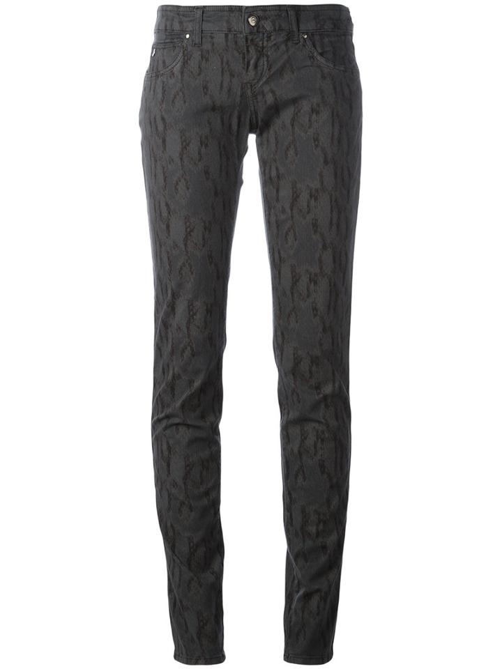 Armani Jeans Snake Print Skinny Jeans, Women's, Size: 28, Grey, Cotton/spandex/elastane