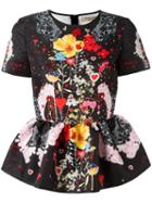 Piccione. Piccione Floral Print Blouse, Women's, Size: 44, Black, Polyester