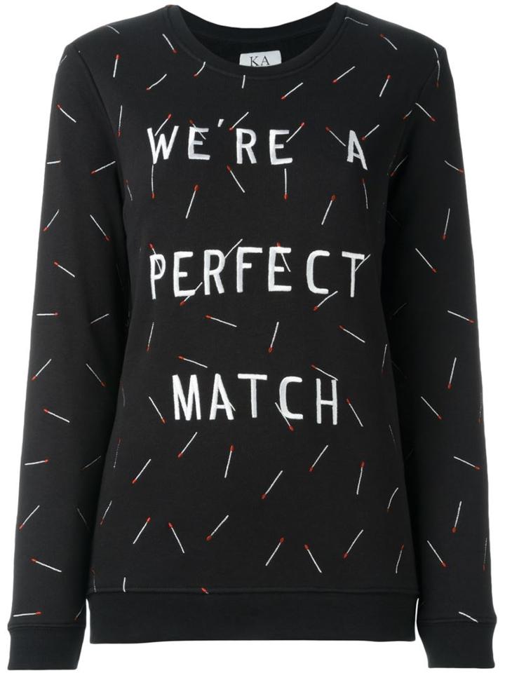 Zoe Karssen Embroidered Match Sweatshirt, Women's, Size: Medium, Black, Cotton/polyester