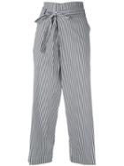 P.a.r.o.s.h. - Belted Striped Cropped Trousers - Women - Cotton/polyamide/spandex/elastane - Xs, White, Cotton/polyamide/spandex/elastane