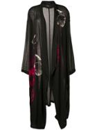 Y's Long Printed Cardigan - Black