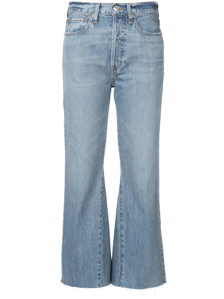 Re/done - Flared Cropped Jeans - Women - Cotton - 26, Blue, Cotton
