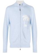 N.peal Palm Print Zip Sweater - Blue