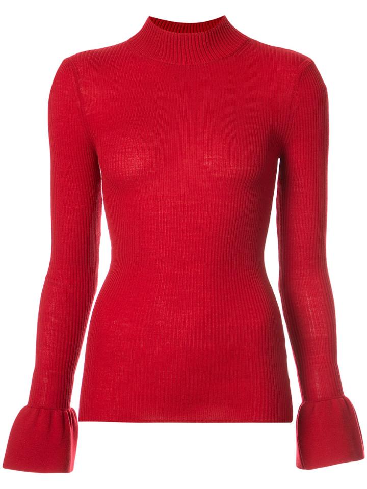 Khaite Henrietta Bell Cuff Top - Red