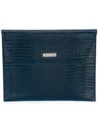 Baldinini Snakeskin Effect Rectangular Clutch, Adult Unisex, Blue, Leather