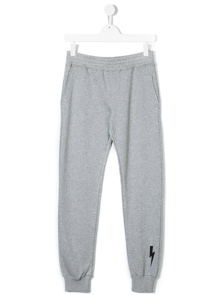 Neil Barrett Kids Lightning Bolt Print Track Pants - Grey