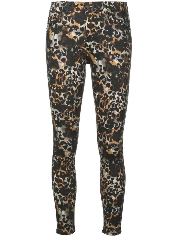 Ag Jeans Farrah Leopard Skinny Ankle Jeans - Black