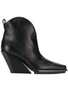 Ann Demeulemeester Angled Heel Ankle Boots - Black