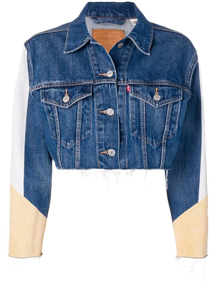 Levi's Colour Block Cropped Denim Jacket - Blue