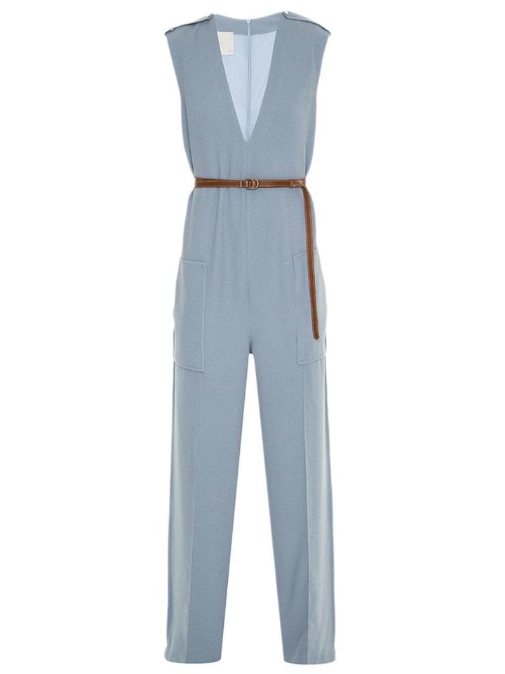 Framed Belts Jumpsuit - Blue