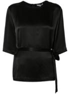 Ganni Belted Blouse, Women's, Size: 38, Black, Viscose