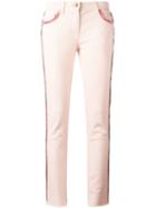 Etro - Lateral Strap Cropped Jeans - Women - Cotton/spandex/elastane - 27, Women's, Pink/purple, Cotton/spandex/elastane