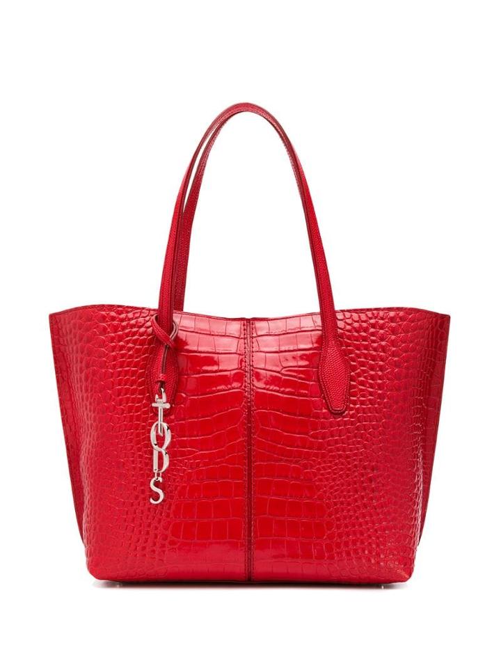 Tod's Crocodile-effect Tote Bag - Red
